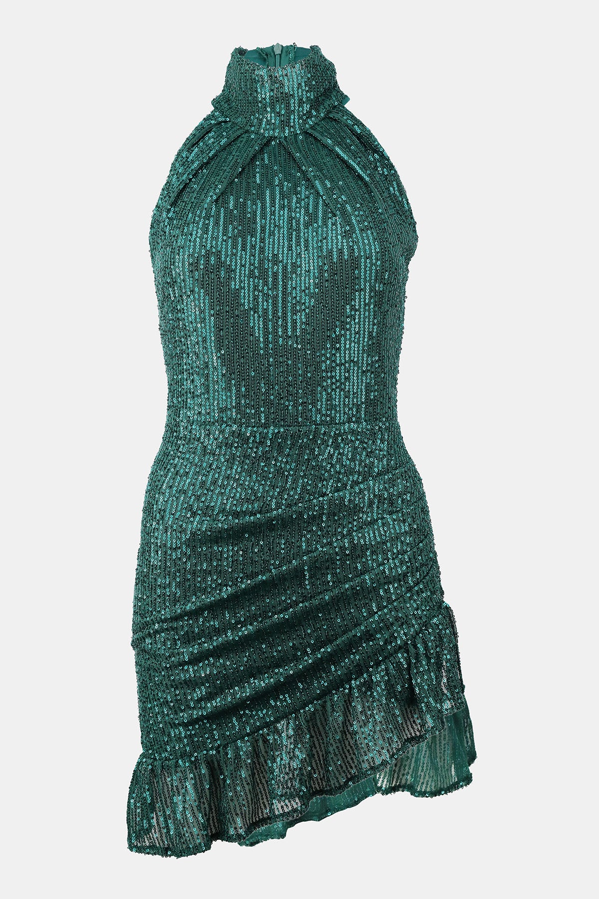 Janjanlı Bebek Mavisi Boğazlı Kolsuz Mini Fırfırlı Elbise