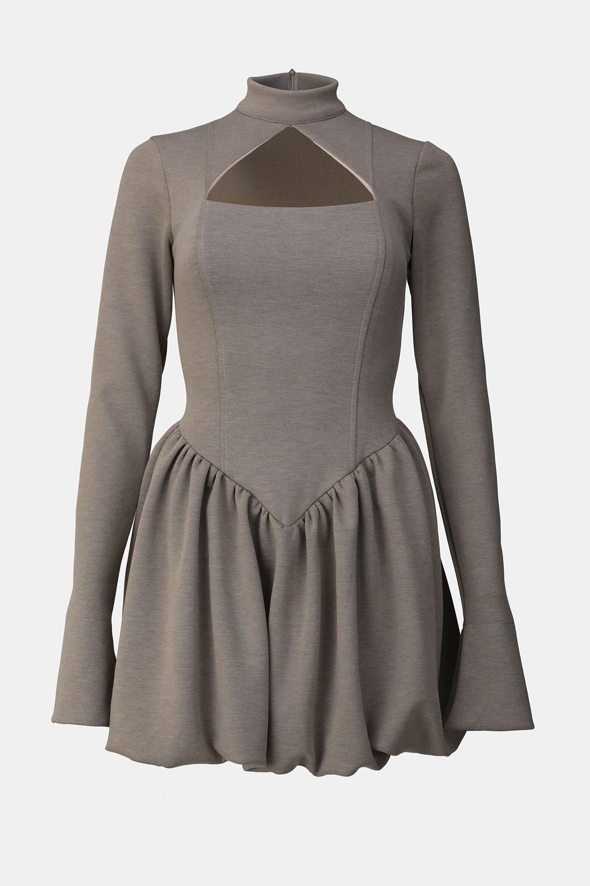 siyah krep korsajlı balon etekli mini elbise