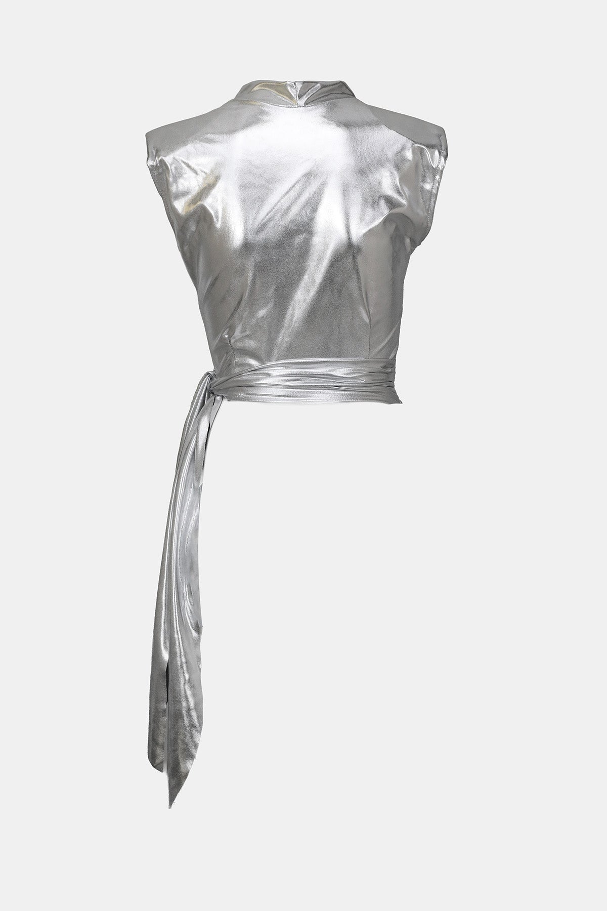 gümüş rengi drapeli bluz