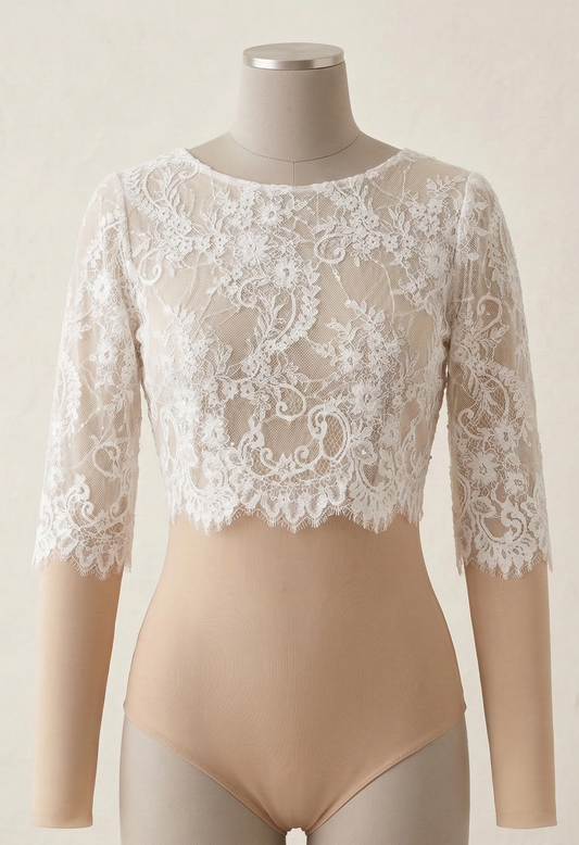boncuk işlemeli fıransız dantel crop
